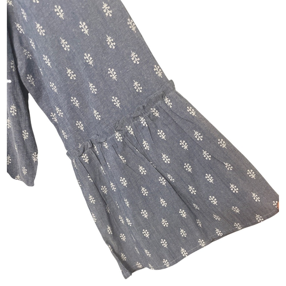 Charlie Paige Womens Boho Peasant Tunic Blouse Blue Cotton Embroidered XL - Picture 2 of 7